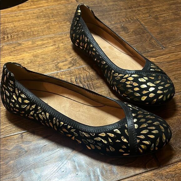 VIONIC Black Foil CAROLL BALLET FLAT, size 9 - Picture 1 of 9